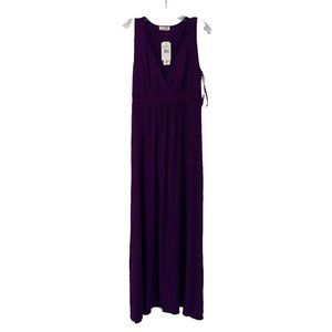 NWT Loveappella V-Neck Jersey Maxi Dress in Purple Med Sundress Casual